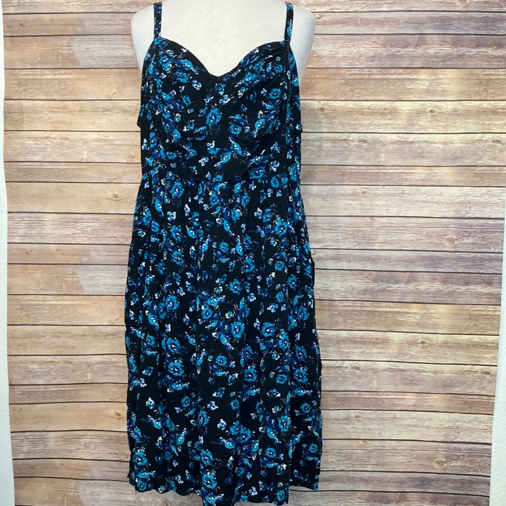 Torrid Black Blue Floral Challis Sundress